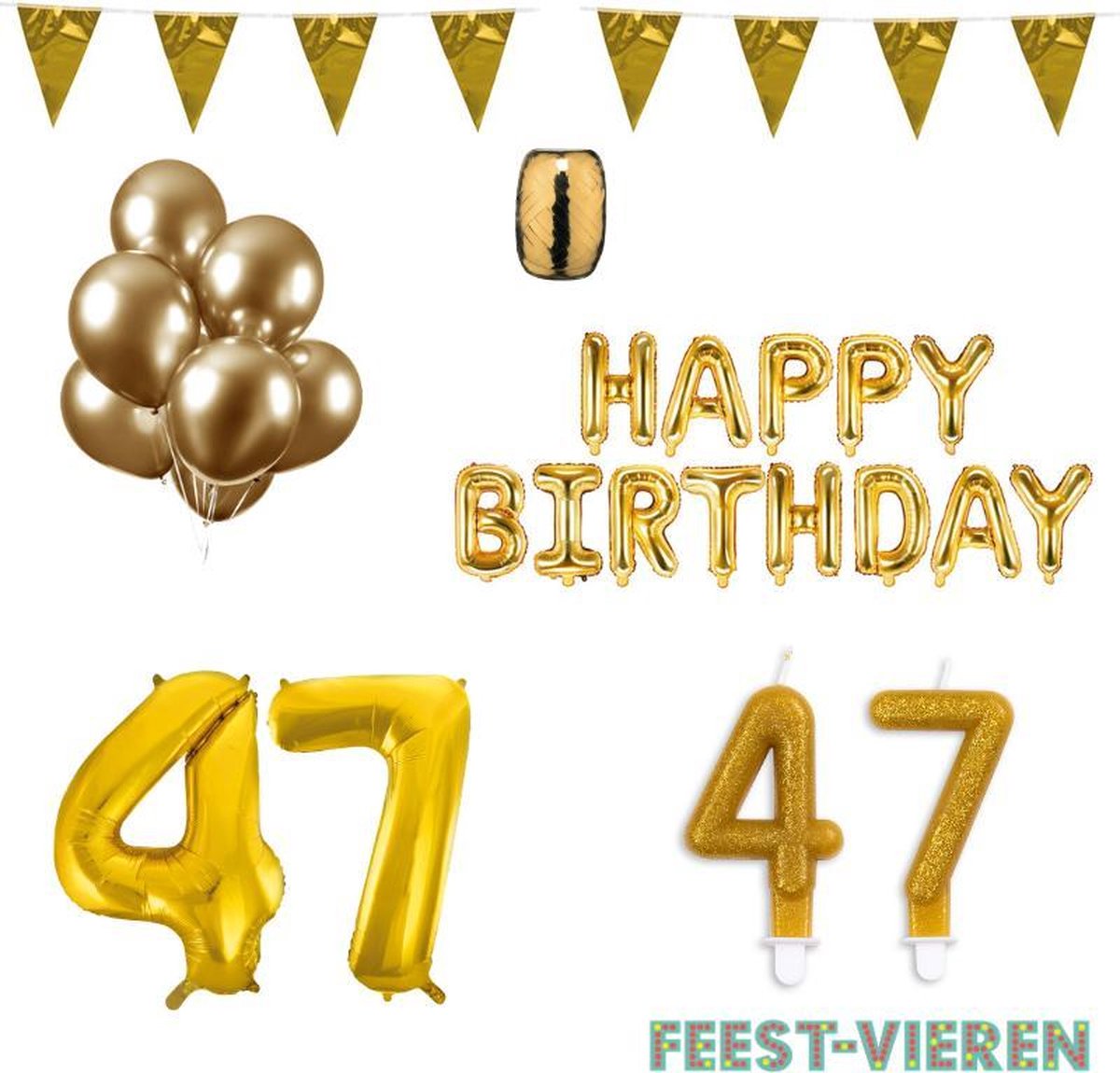 47 jaar Verjaardag Versiering Pakket Goud