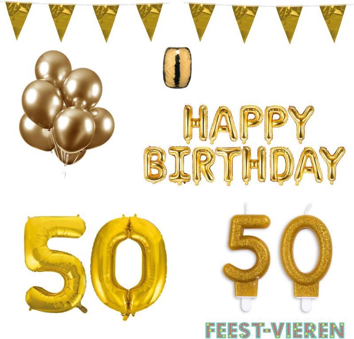 50 jaar Verjaardag Versiering Pakket Goud