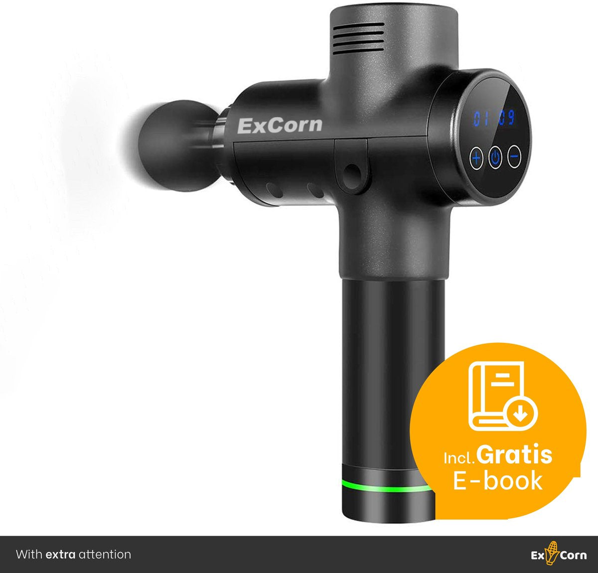 ExCorn Massage Gun voor Professioneel Gebruik – Rug Benen Armen Schouder Nek Massage – Massage Apparaat – Massage Pistool – Pijnbestrijding - Lange Batterijduur - 20 Standen+ E-Book