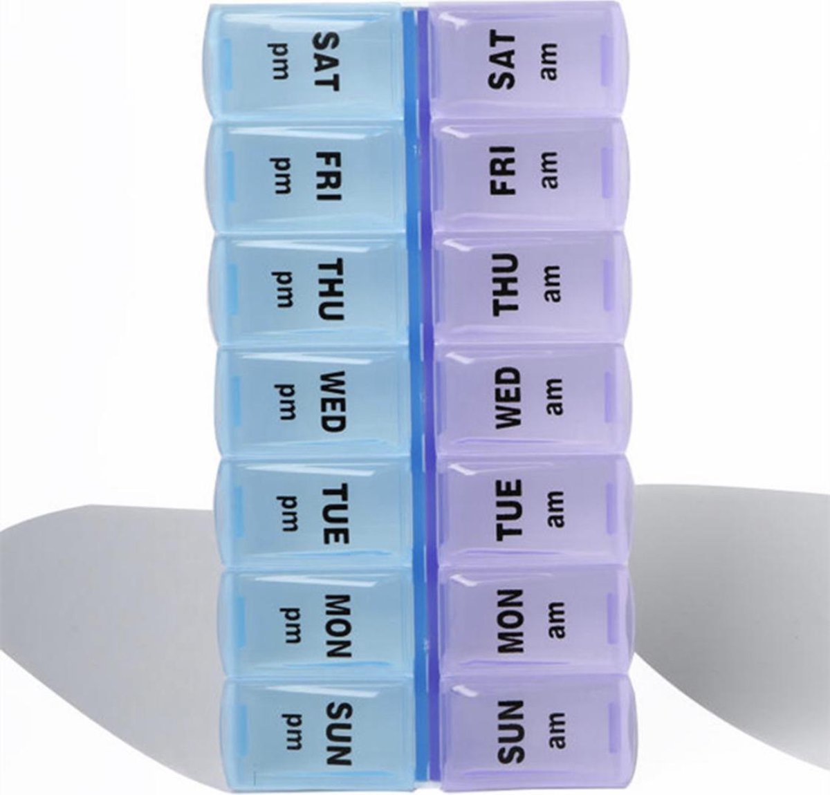 Pillendoosje Extra Groot - Medicijnendoosje - 2x daags- 14 vakken - 7 dagen 2 dagdelen - Super Gebruiksvriendelijk - Eenvoudig te Openen - Bestseller !