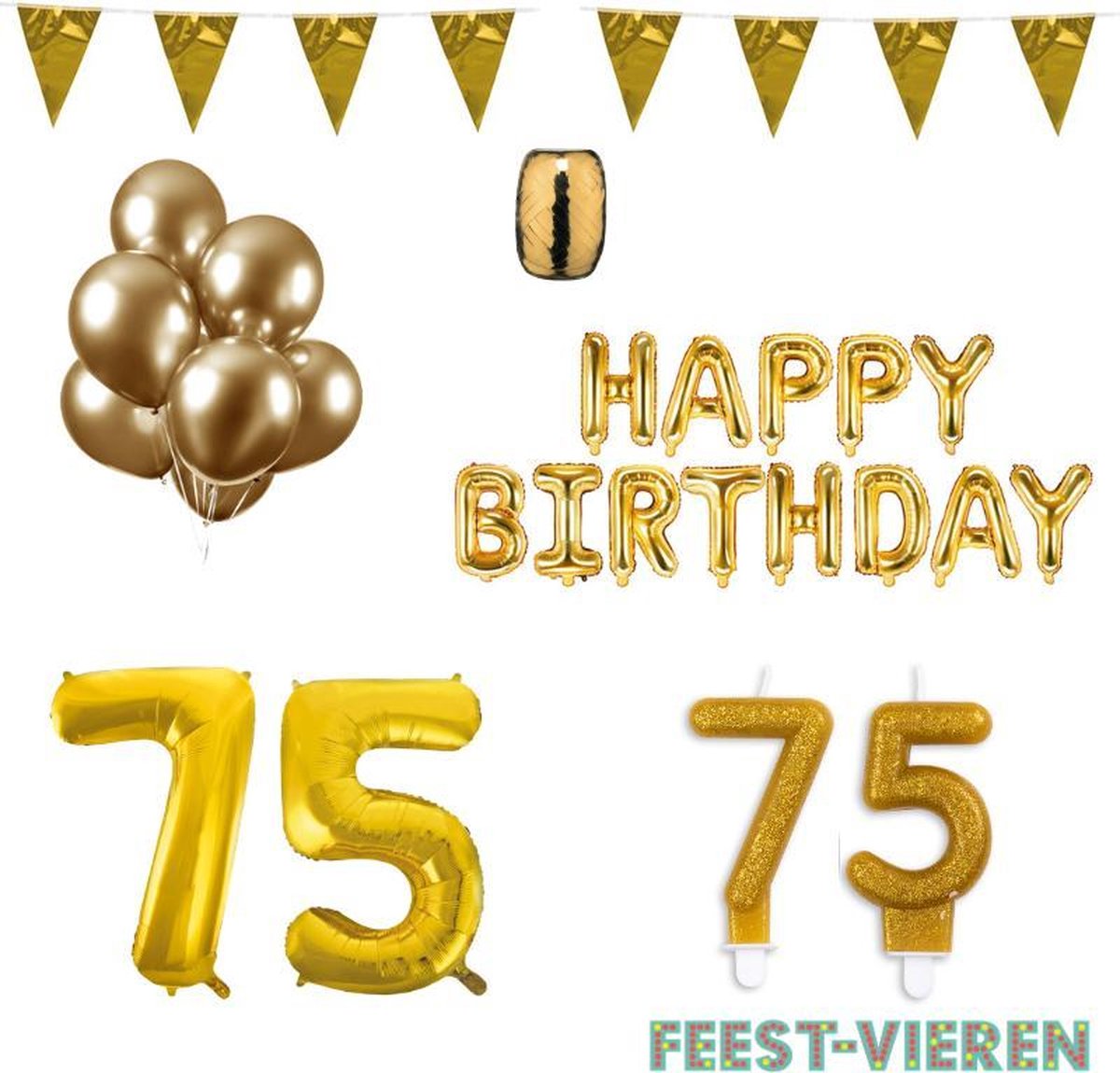 75 jaar Verjaardag Versiering Pakket Goud