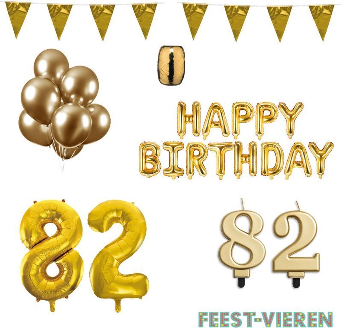 82 jaar Verjaardag Versiering Pakket Goud