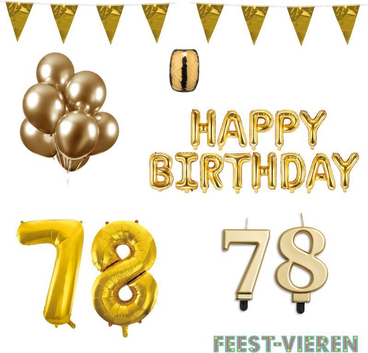 78 jaar Verjaardag Versiering Pakket Goud