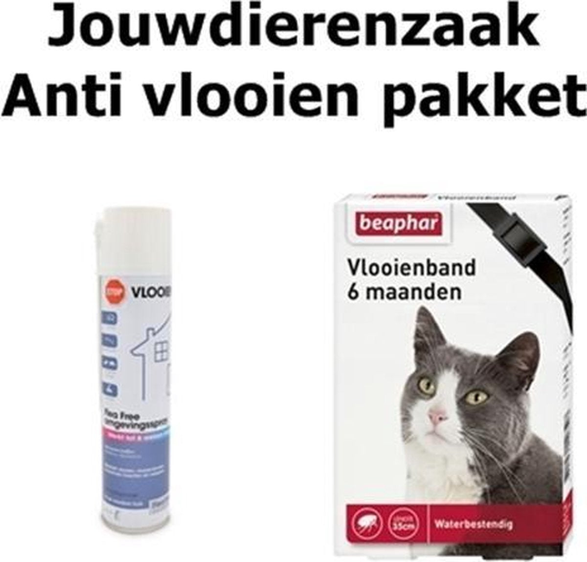 vlooien pakket kat vlooienband zwart + exil flea free omgevingspray