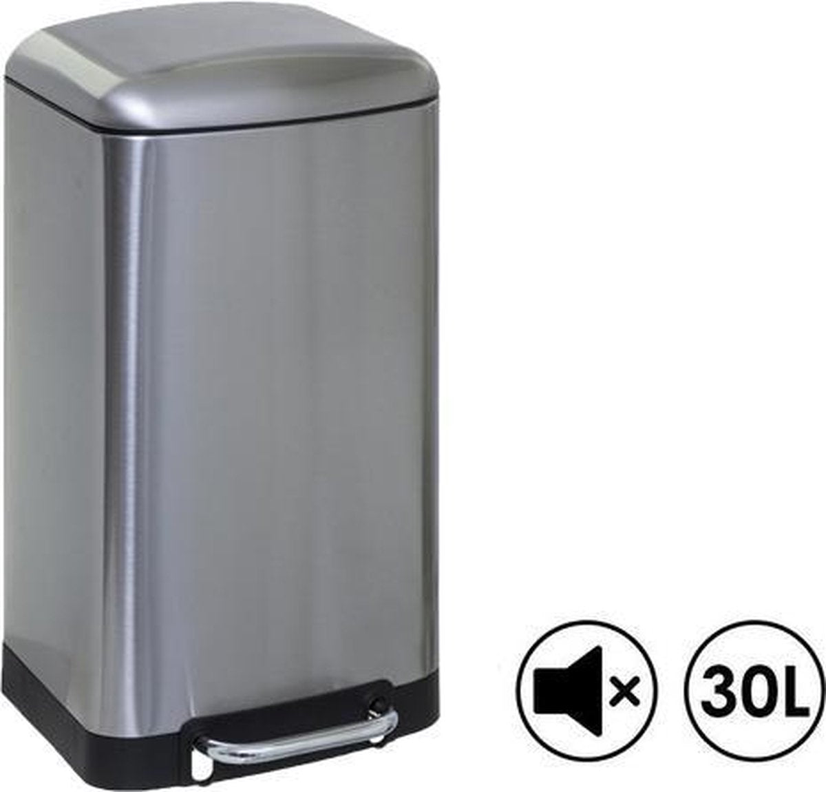 Made4Home® – Pedaalemmer | Prullenbak | Vuilbak | 30L (liter) | Inox | Geruisloos deksel | Softclose | Anti-slip | Grote pedaal | Verwijderbare binnenemmer