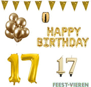 17 jaar Verjaardag Versiering Pakket Goud
