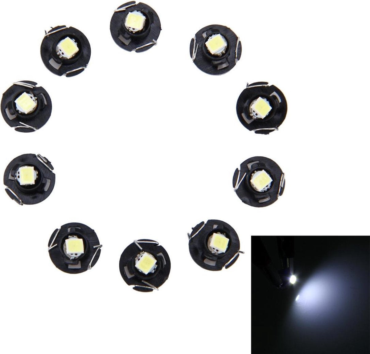 10 STKS 0.5 W T4.2 Wedge Instrumentenpaneel LED Licht Dashboard Gauge Cluster Indicator Lamp (Wit Licht)
