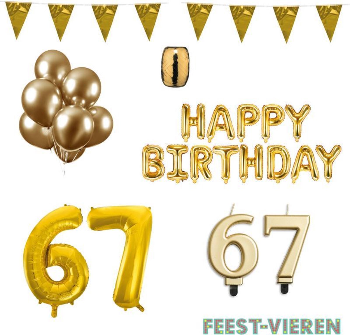 67 jaar Verjaardag Versiering Pakket Goud