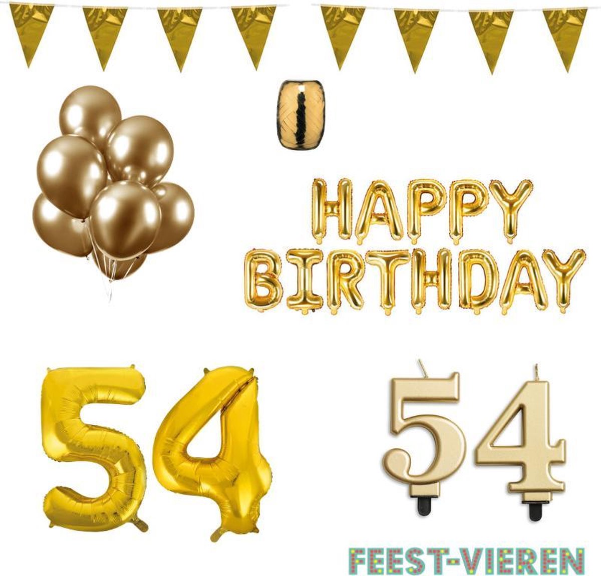 54 jaar Verjaardag Versiering Pakket Goud