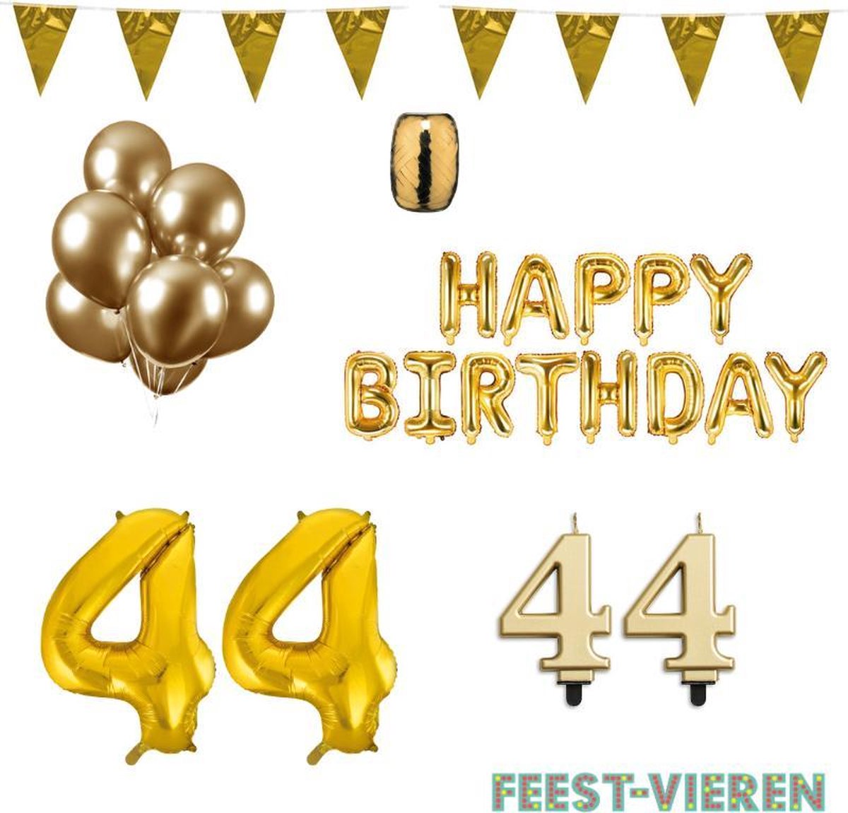 44 jaar Verjaardag Versiering Pakket Goud