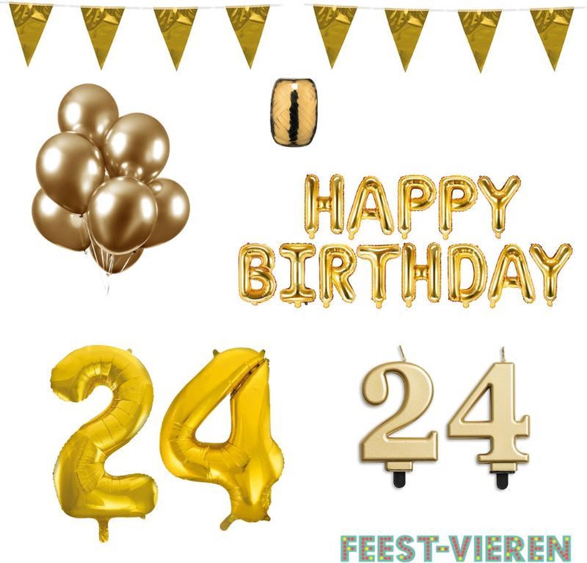 24 jaar Verjaardag Versiering Pakket Goud