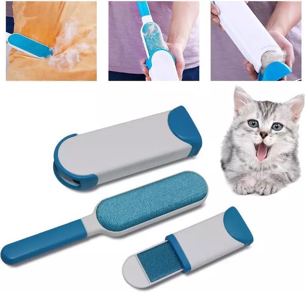 Pluizenborstel met Mini Borstel -Dier Haar Verwijderaar - Katten en Honden Borstel - Dubbelzijdig - Kledingborstel - Kledingroller - - Haarvanger - Kattenhaar Verwijderaar - Hondenhaar verwijderaar
