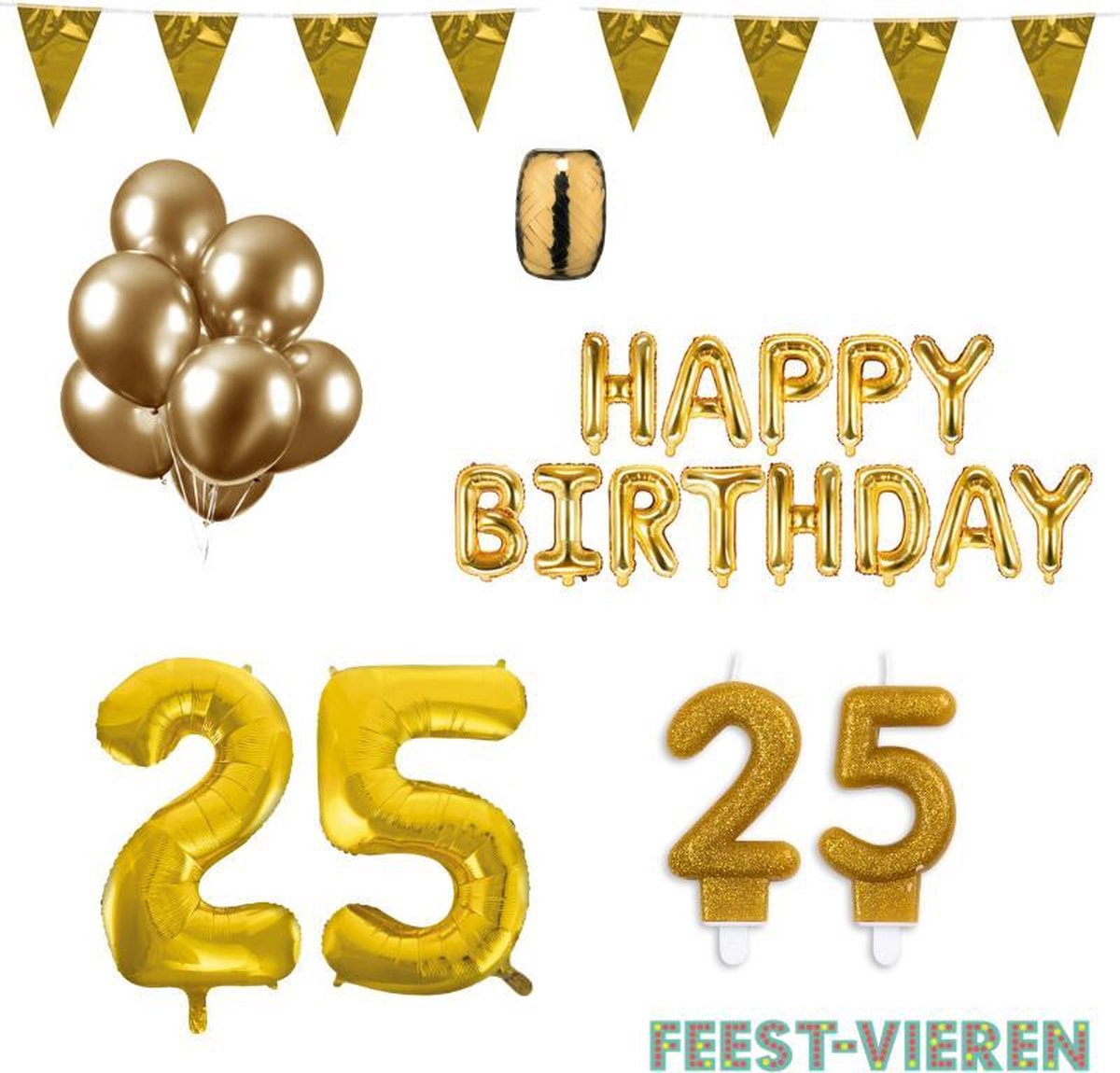25 jaar Verjaardag Versiering Pakket Goud