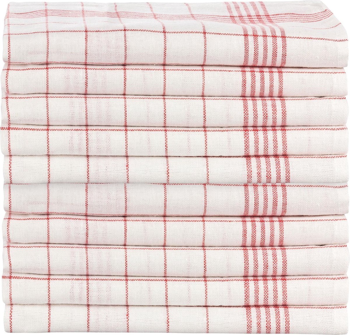 10 stuks poleerdoek half linnen glazendoek rood 50 x 70 cm
