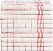 10 stuks poleerdoek half linnen glazendoek rood 50 x 70 cm