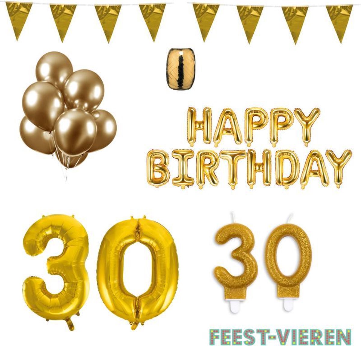 30 jaar Verjaardag Versiering Pakket Goud