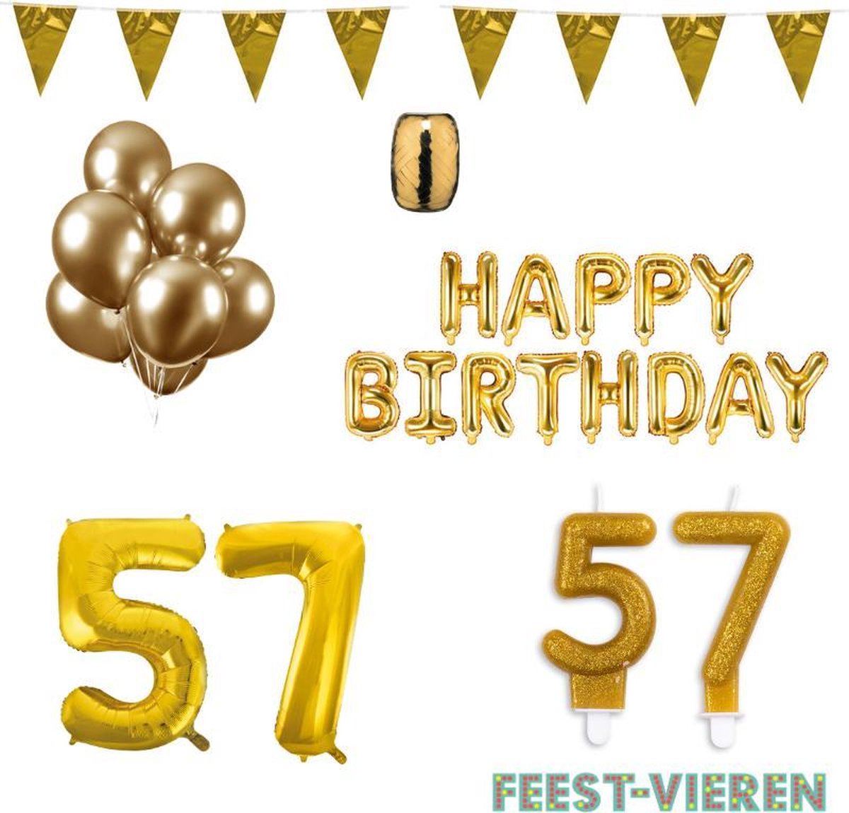 57 jaar Verjaardag Versiering Pakket Goud