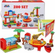 Play&Build Zoo Set - Dierentuin Set (Compatible with Duplo & Mega-blocks)
