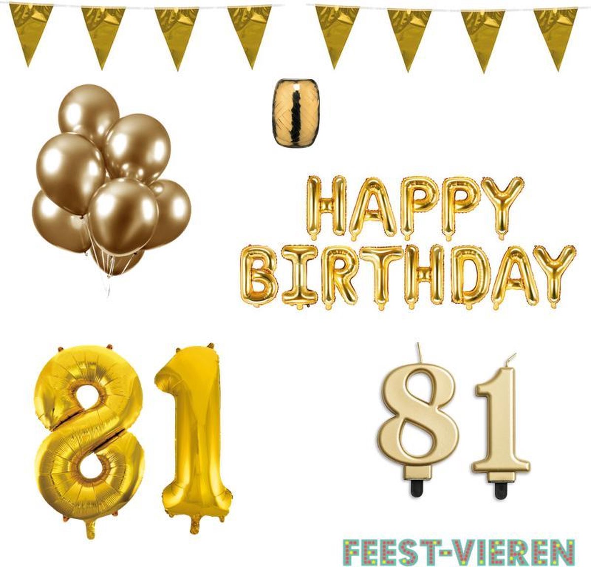 81 jaar Verjaardag Versiering Pakket Goud