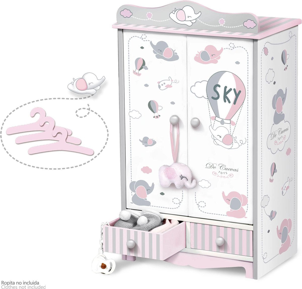 Babypoppen houten kleerkastje SKY 20