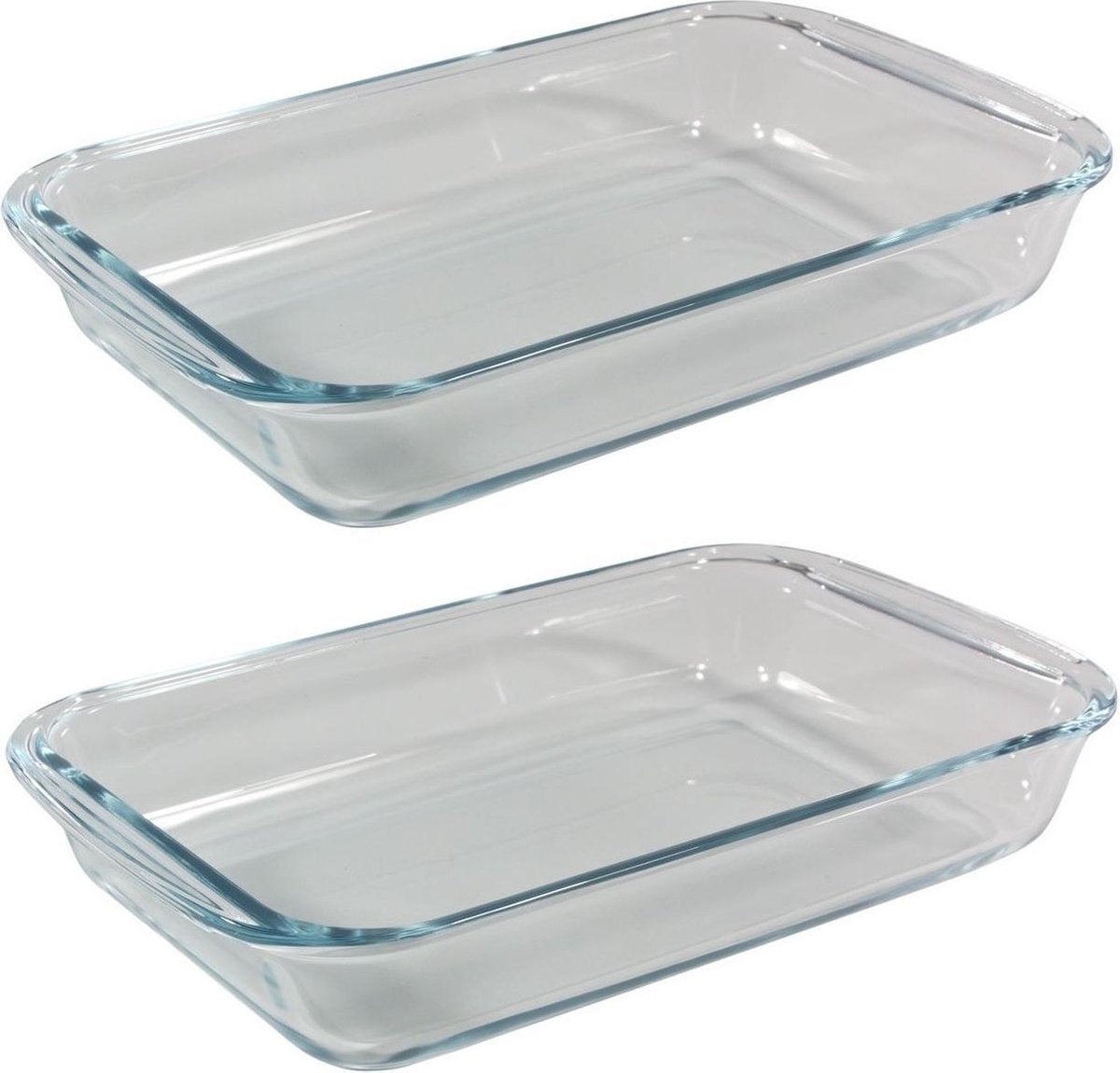 2x Stuks rechthoekige glazen ovenschalen 1