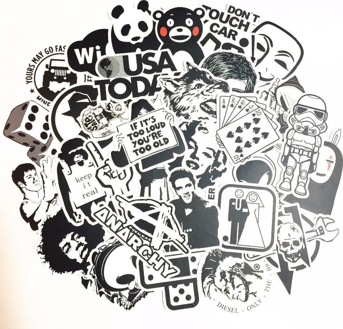 Sticker set voor laptop of andere voorwerpen - Stickerset van 50 stuks - Zwart Wit