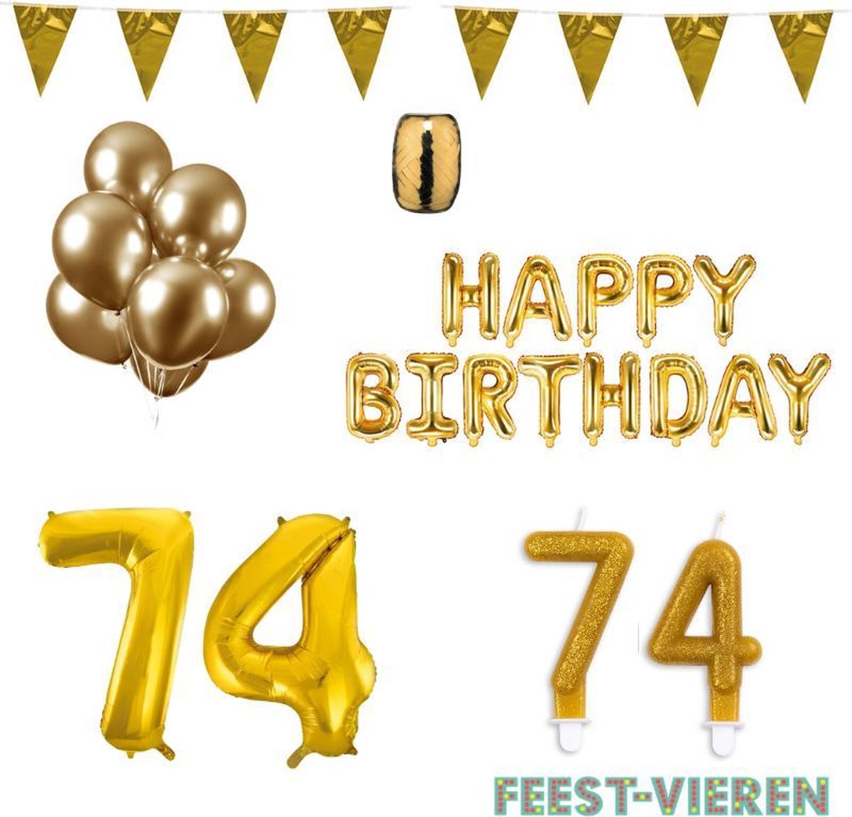74 jaar Verjaardag Versiering Pakket Goud