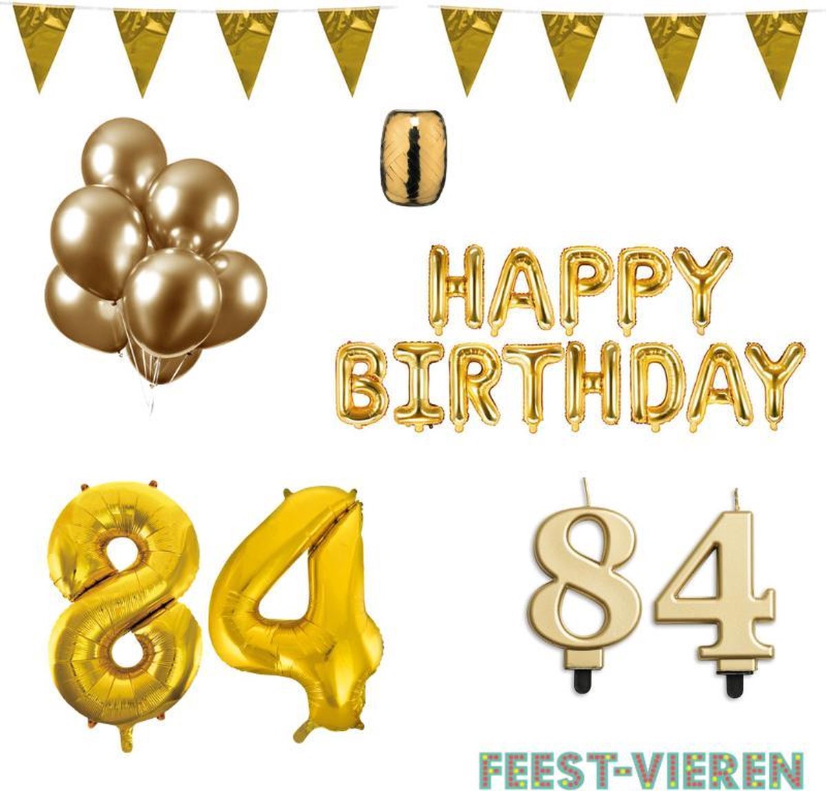 84 jaar Verjaardag Versiering Pakket Goud