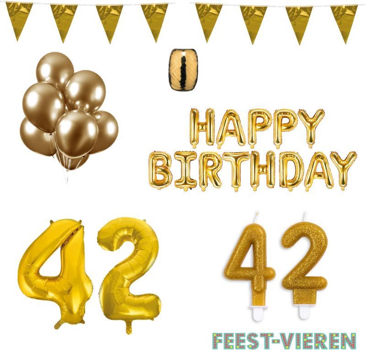 42 jaar Verjaardag Versiering Pakket Goud