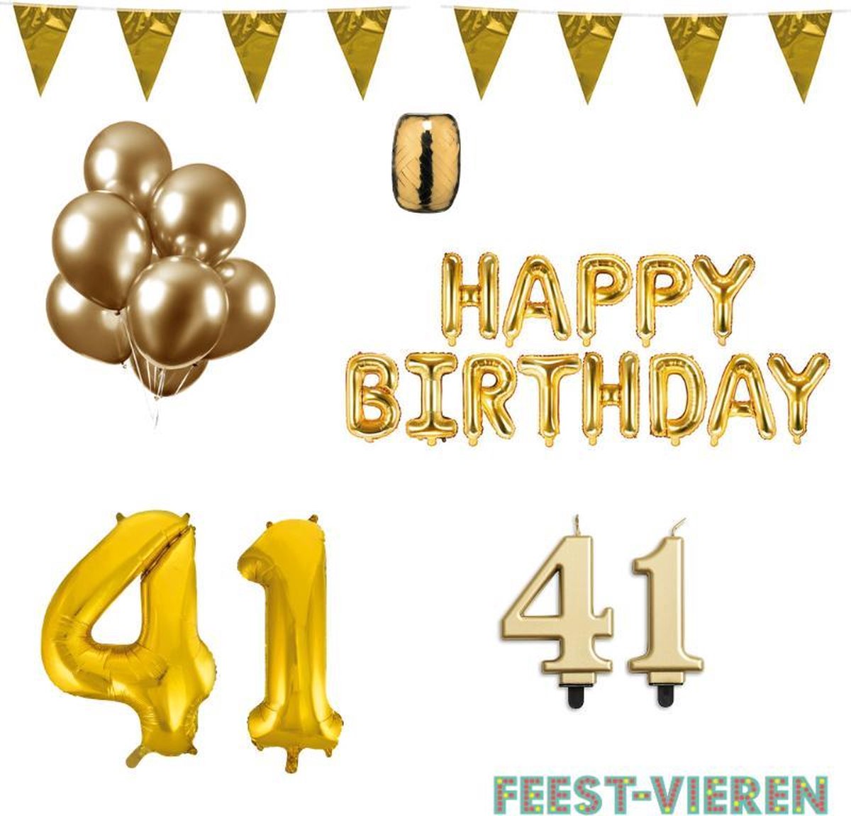 41 jaar Verjaardag Versiering Pakket Goud