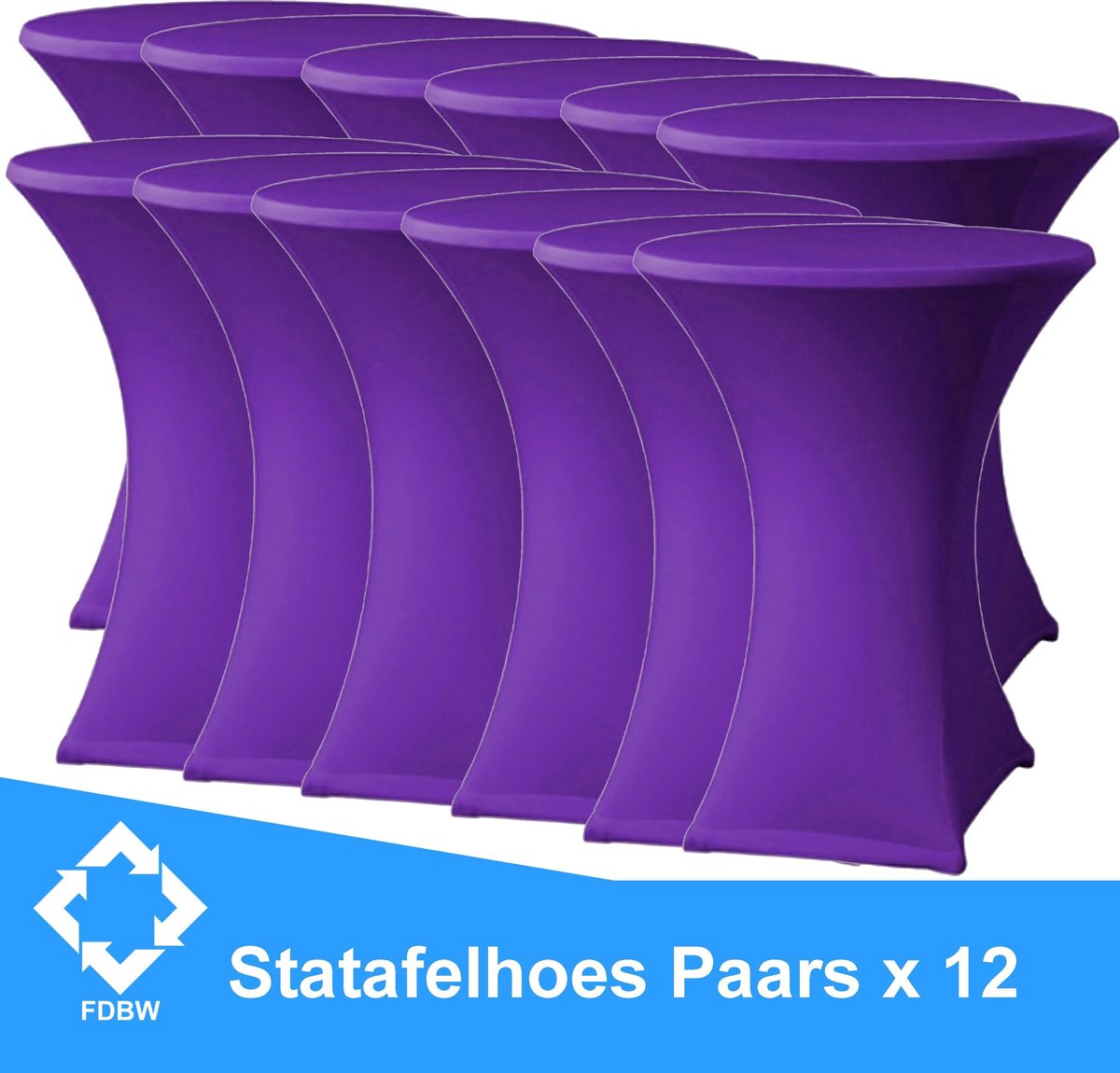 Statafelrok Luxe Paars x 12 - Statafel Tafelrok - Statafelhoes - Stretch –  ∅80 x 110 cm – geschikt voor Horeca Evenementen | Sta Tafel Hoes | Statafel | Staantafelhoes | Cocktailparty | Trouwerij | Sta-tafel rok – 12 stuks - SET VAN 12