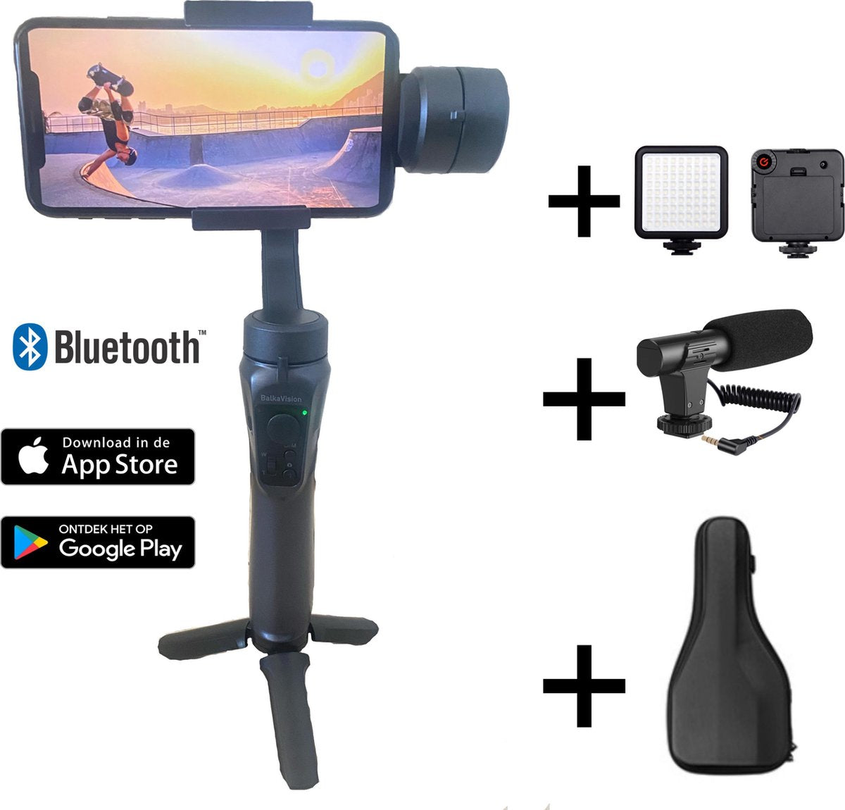 BalkaVision® Gimbal- Stabilizer smartphone met ingebouwde powerbank- Met gratis microfoon