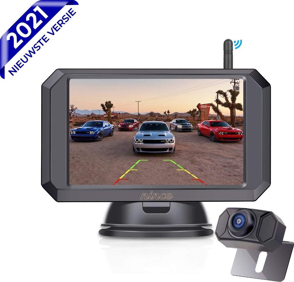 Nince ARC1 Draadloze Achteruitrijcamera Van Hoge Kwaliteit 2021 Model - 5 Inch Digitale Achteruit rijcamera met IR Nachtzicht - 2 Kanaals