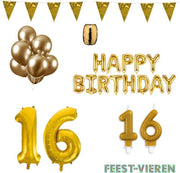 16 jaar Verjaardag Versiering Pakket Goud