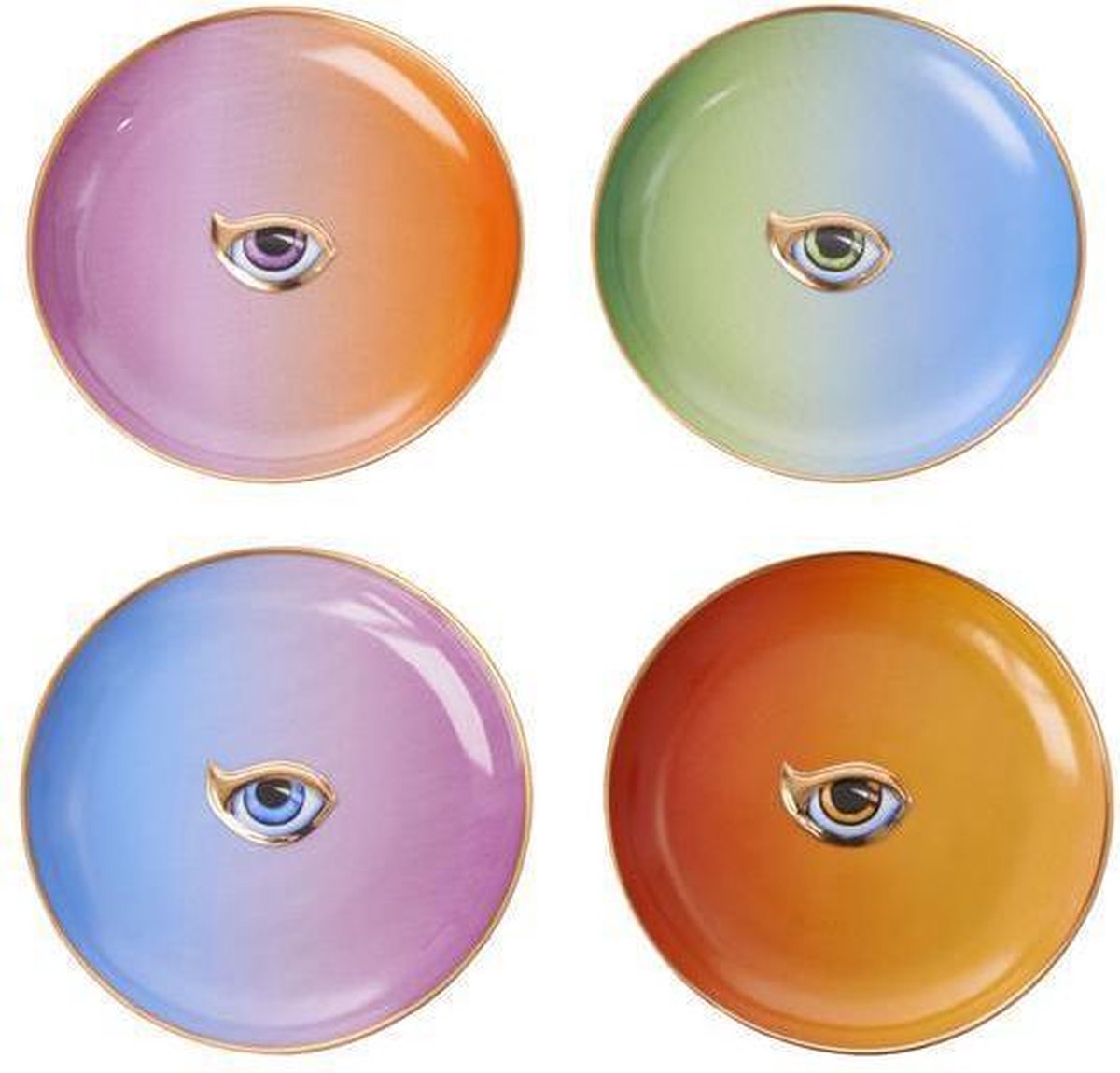 L'OBJET - Lito-Eye set of 4 Cocktail Plates - 4 Colours