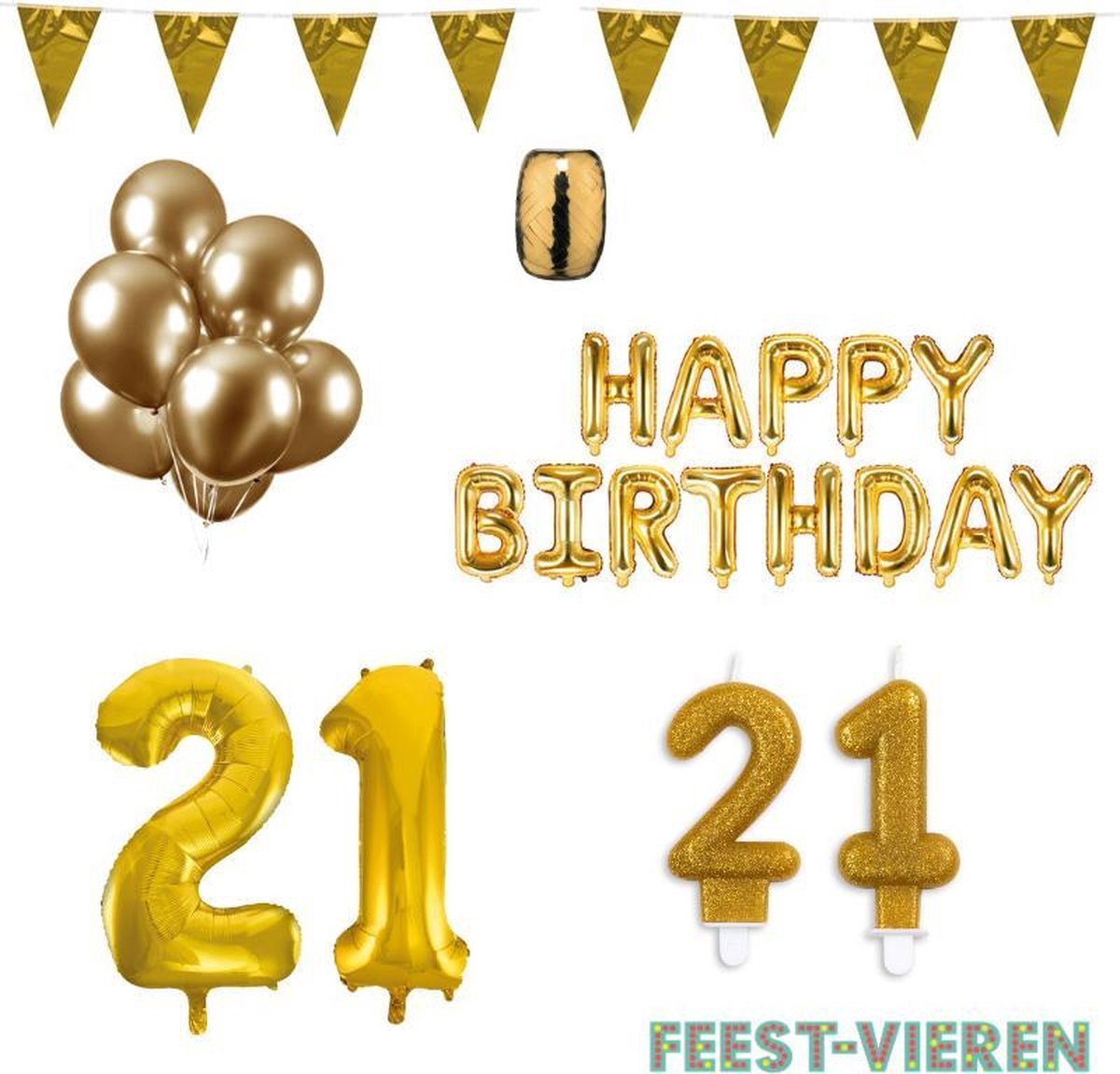 21 jaar Verjaardag Versiering Pakket Goud