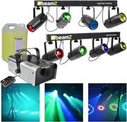 Complete lichtset - BeamZ lichtset met 2x BeamZ 4-some lichteffect en S1200 MKII 1200W rookmachine met rookvloeistof (5 liter)