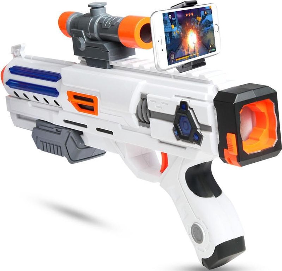Free And Easy Ar-gun - VR Augmented Reality geweer - Draadloos met App voor Iphone en Smartphone - 20 cm - 34 games
