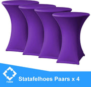 Statafelrok Luxe Paars x 4 - Statafel Tafelrok - Statafelhoes - Stretch –  ∅80 x 110 cm – geschikt voor Horeca Evenementen | Sta Tafel Hoes | Statafel | Staantafelhoes | Cocktailparty | Trouwerij | Sta-tafel rok – 4 stuks - SET VAN 4
