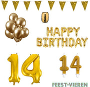 14 jaar Verjaardag Versiering Pakket Goud