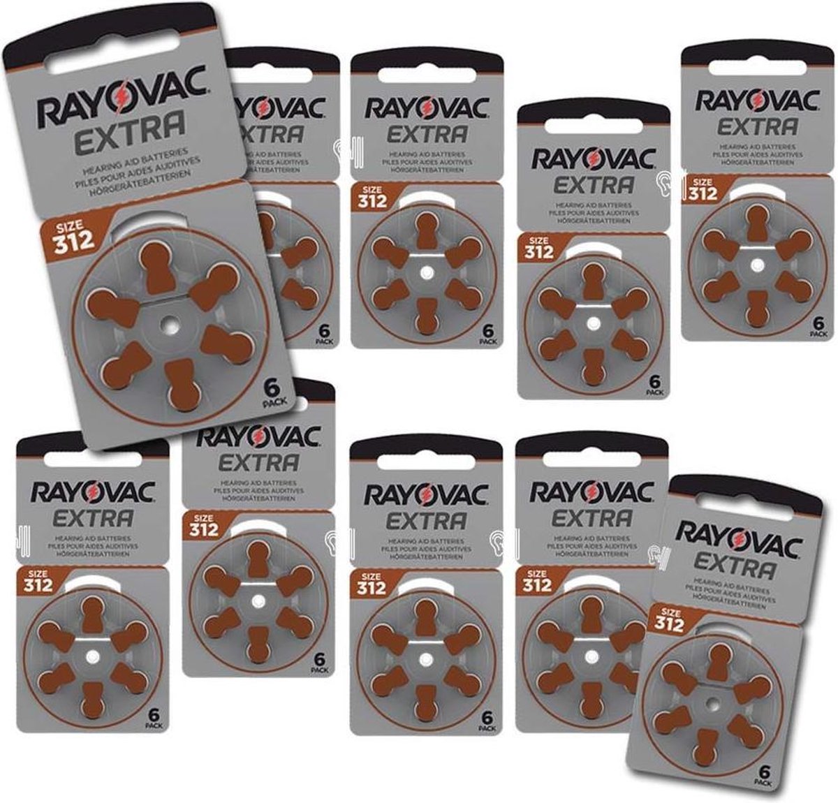 Rayovac 312 Hoorbatterijen - Bruin - 10x - 60 Stuks