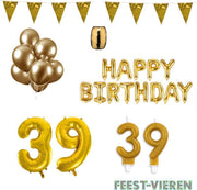 39 jaar Verjaardag Versiering Pakket Goud