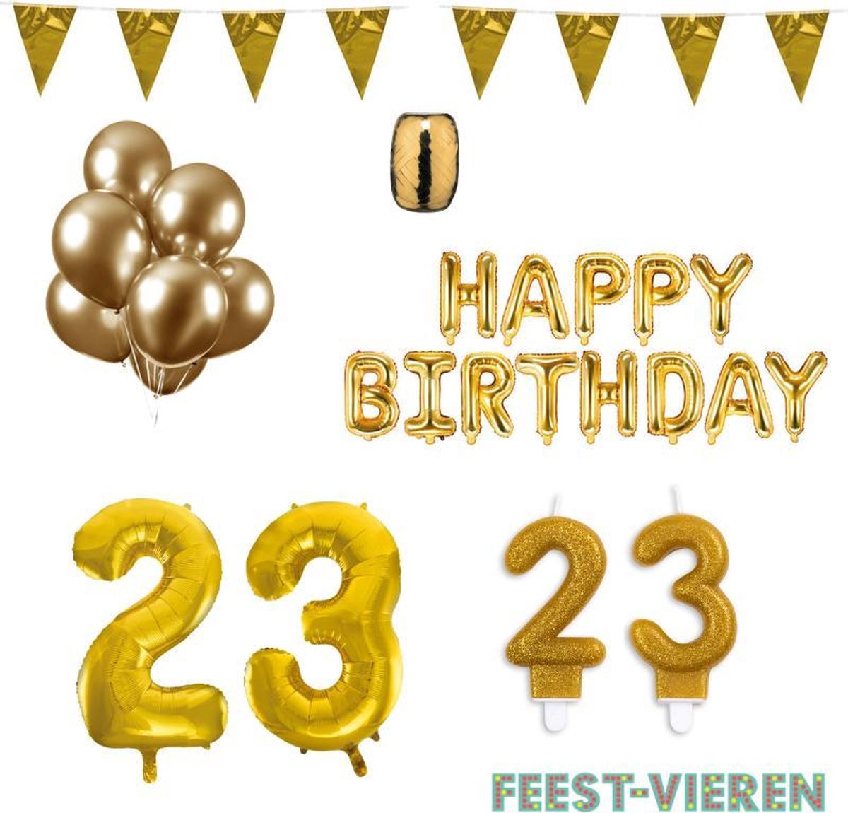 23 jaar Verjaardag Versiering Pakket Goud