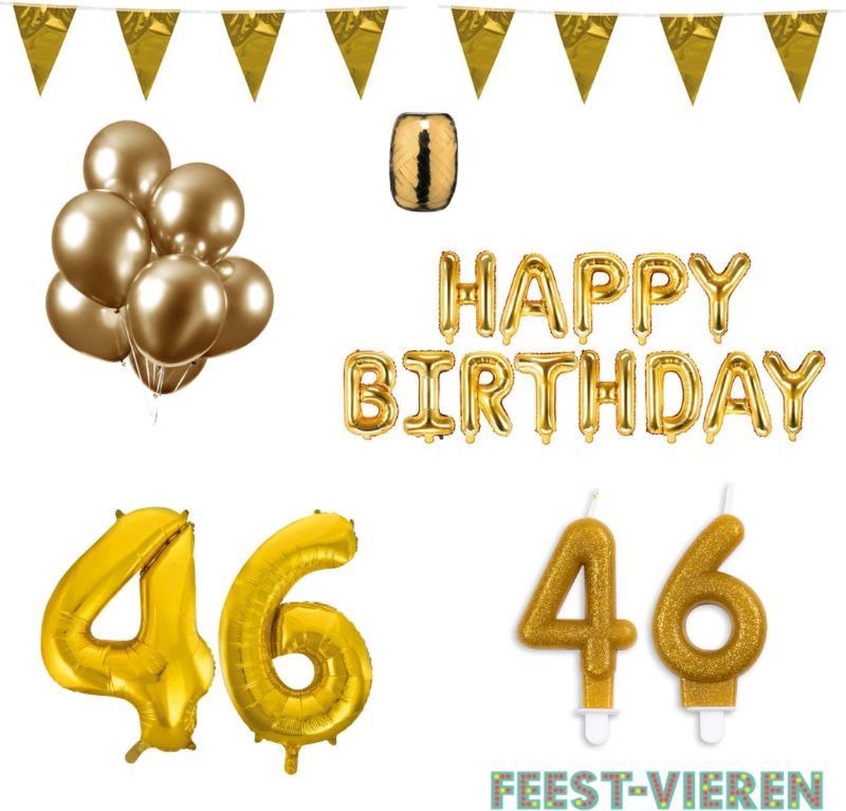 46 jaar Verjaardag Versiering Pakket Goud