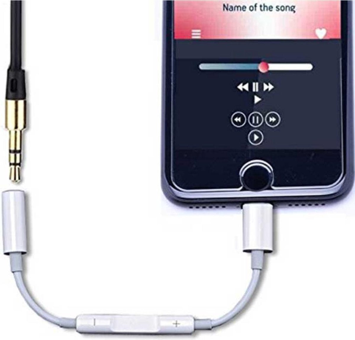 Bluetoolz® | Audio adapter kabel / remote  van lightning naar 3.5 mm female |  14 cm | BT-MH020