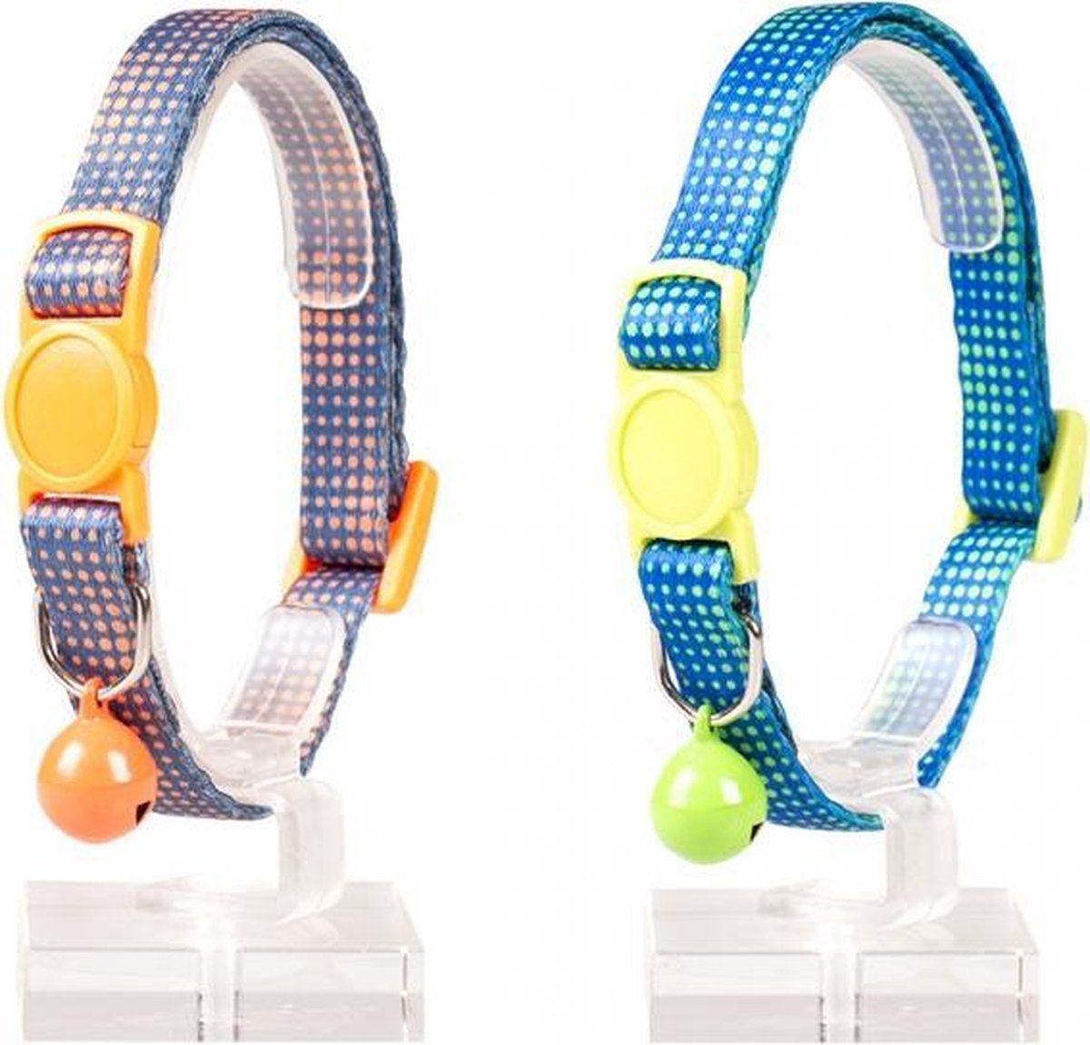 KATTENHALSBAND RETRO BOLLEN NYLON 20-30cm / 10mm gemengde kleuren per 2 stuks