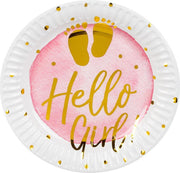 Boland Bordjes Hello Girl! Meisjes 18 Cm Papier Wit/roze 6 Stuks