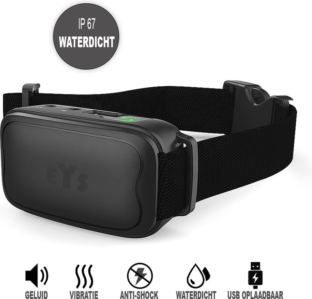 EYSLife Anti Blafband - Met LED Display - 6 Standen - USB Oplaadbaar - Diervriendelijk - Vibratie en Audio - 3-60 KG - Voor Grote en Kleine Honden - Anti Blaf Apparaat - Zwart