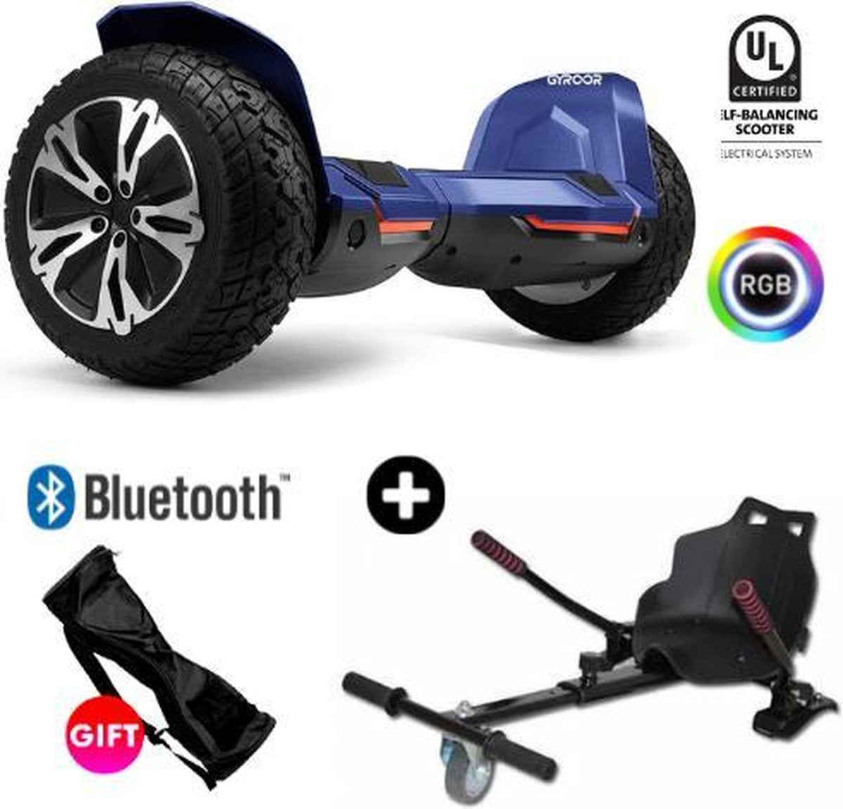 Gyroor G2| Hoverboard met Hoverkart |8.5 Inch Wielen | Oxboard | Elektrische Step Alternatief | Blauw