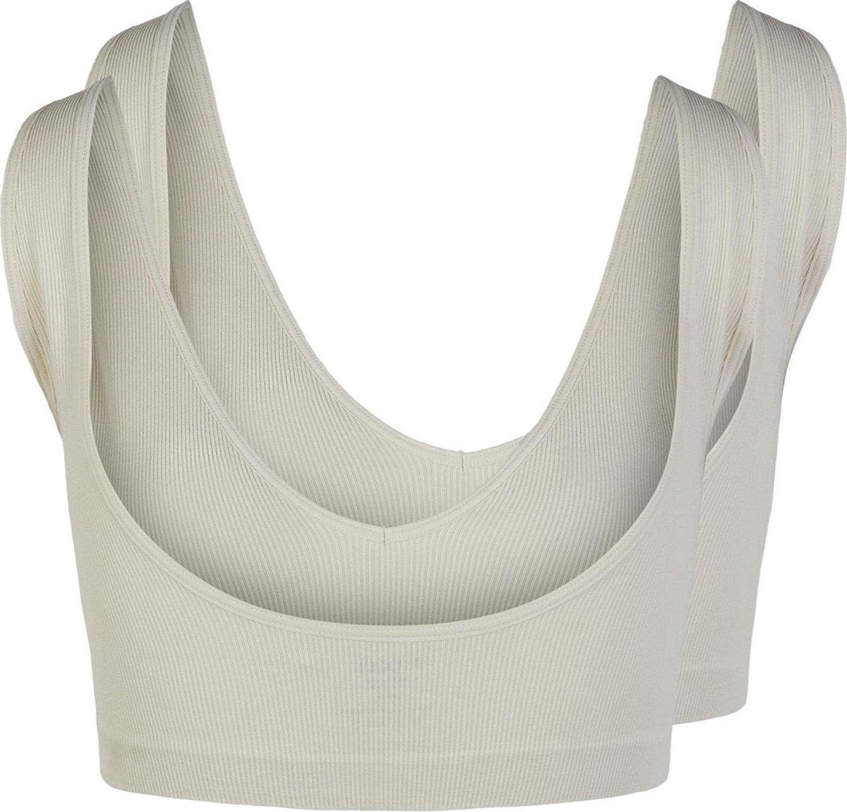 Pieces PCSYMMI RIB BRA TOP 2-PACK NOOS BC Licht Grijs Dames Sport BH - Maat M/L
